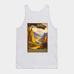 Mount Kilimanjaro Tanzania Vintage Travel Art Poster Tank Top